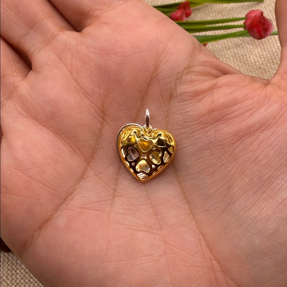 New! 🆕 Gold Heart Pendant 925 - Picture 2 of 8